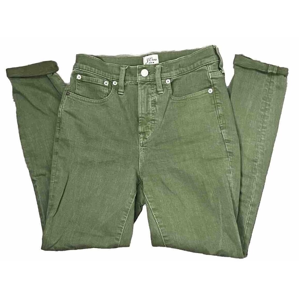 J CREW Denim Green Jeans‎ Womens 26 High Rise Waist Toothpick Skinny Fair Trade